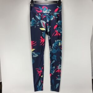 JoyLab Compression Leggings Womens Small S Athletic Running Gym Floral Blue